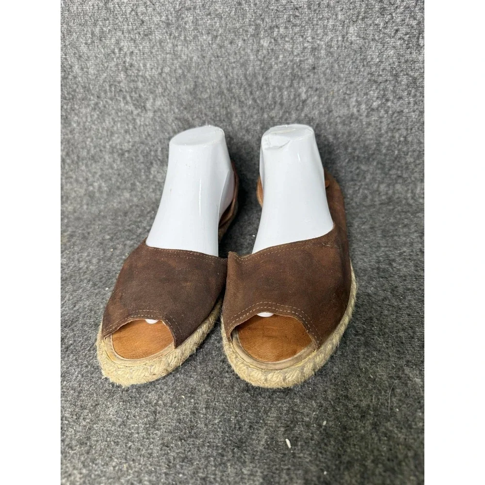 Verbenas Cruz Espadrille Shoes Womens Size 11 Brown Leather Slip On Flat Spain